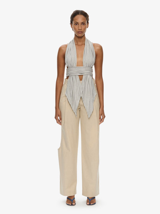 CHRISTOPHER ESBER Scarf Draped Halter Top (Stripe)