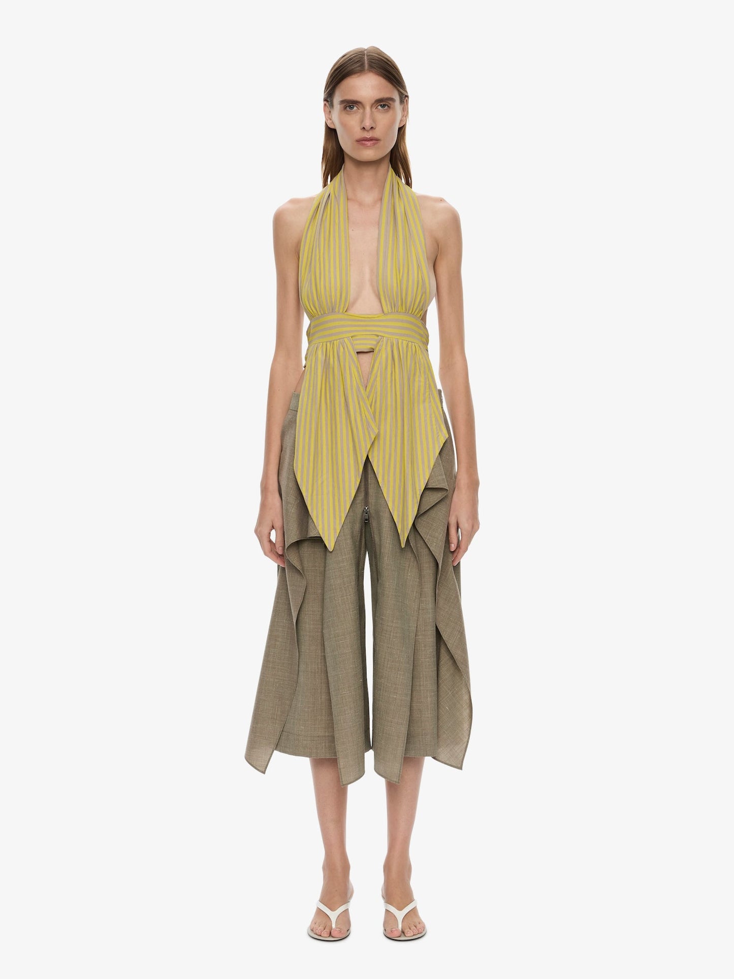 CHRISTOPHER ESBER Scarf Draped Halter Top (Stripe)