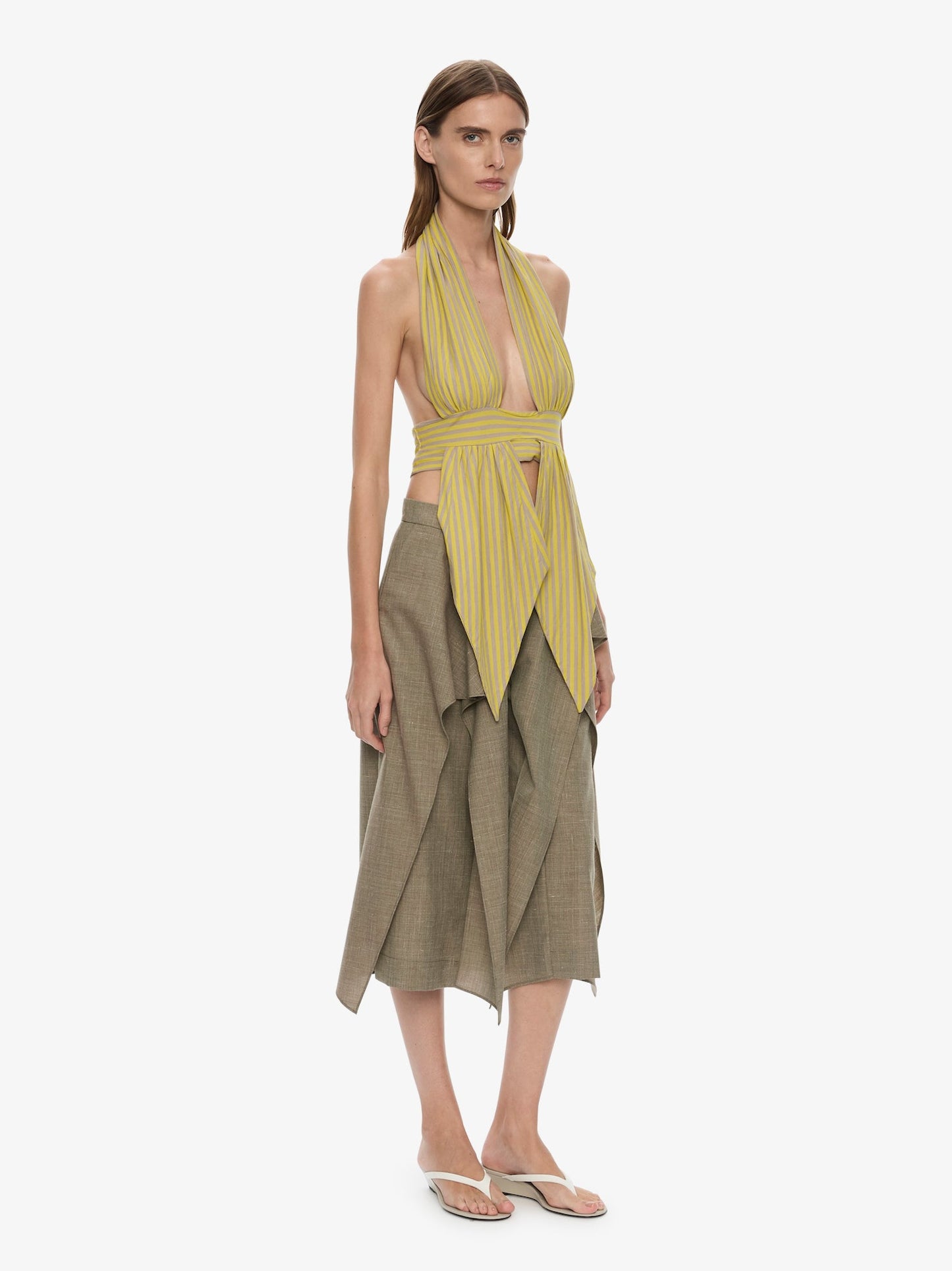 CHRISTOPHER ESBER Scarf Draped Halter Top (Stripe)