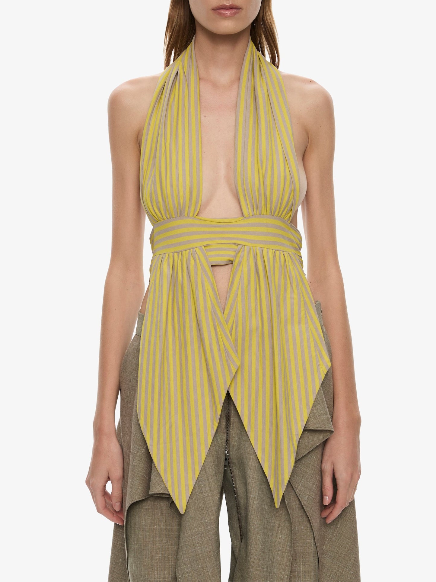 CHRISTOPHER ESBER Scarf Draped Halter Top (Stripe)