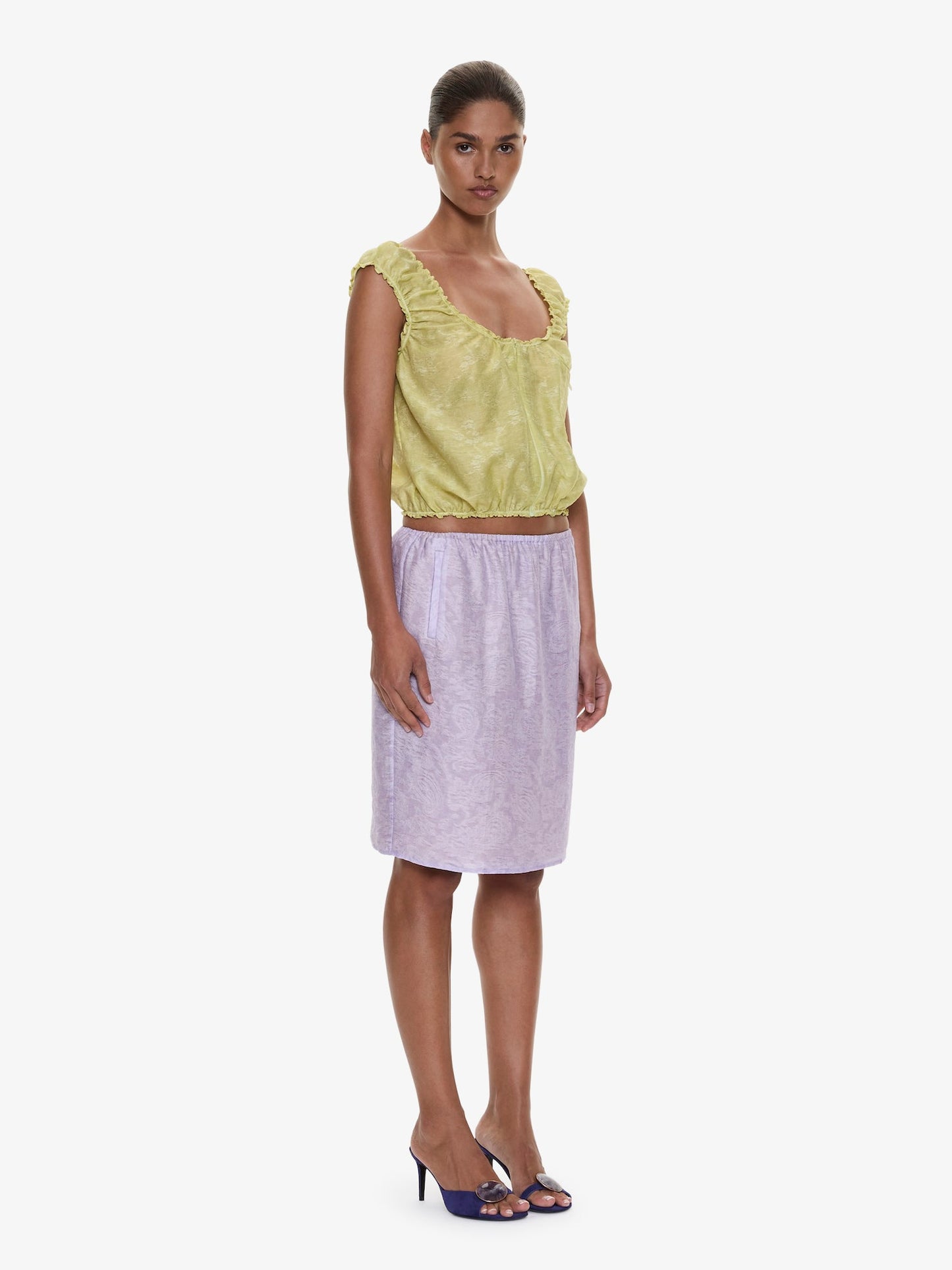 CHRISTOPHER ESBER Light Leak Jacquard Zip Up Top (Chartreuse)