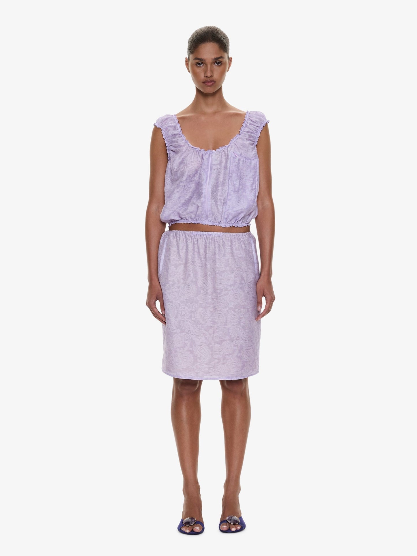 CHRISTOPHER ESBER Light Leak Jacquard Zip Up Top (Lilac)