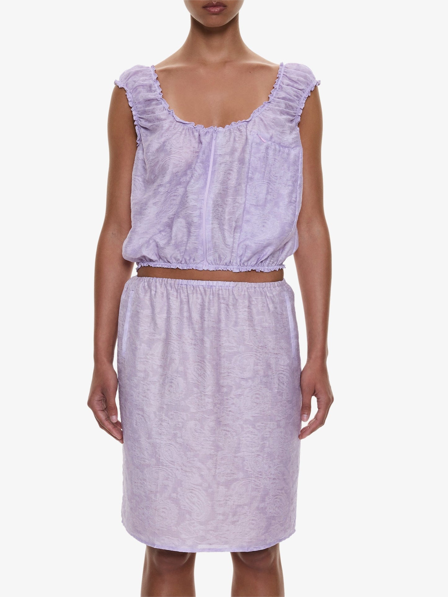 CHRISTOPHER ESBER Light Leak Jacquard Zip Up Top (Lilac)