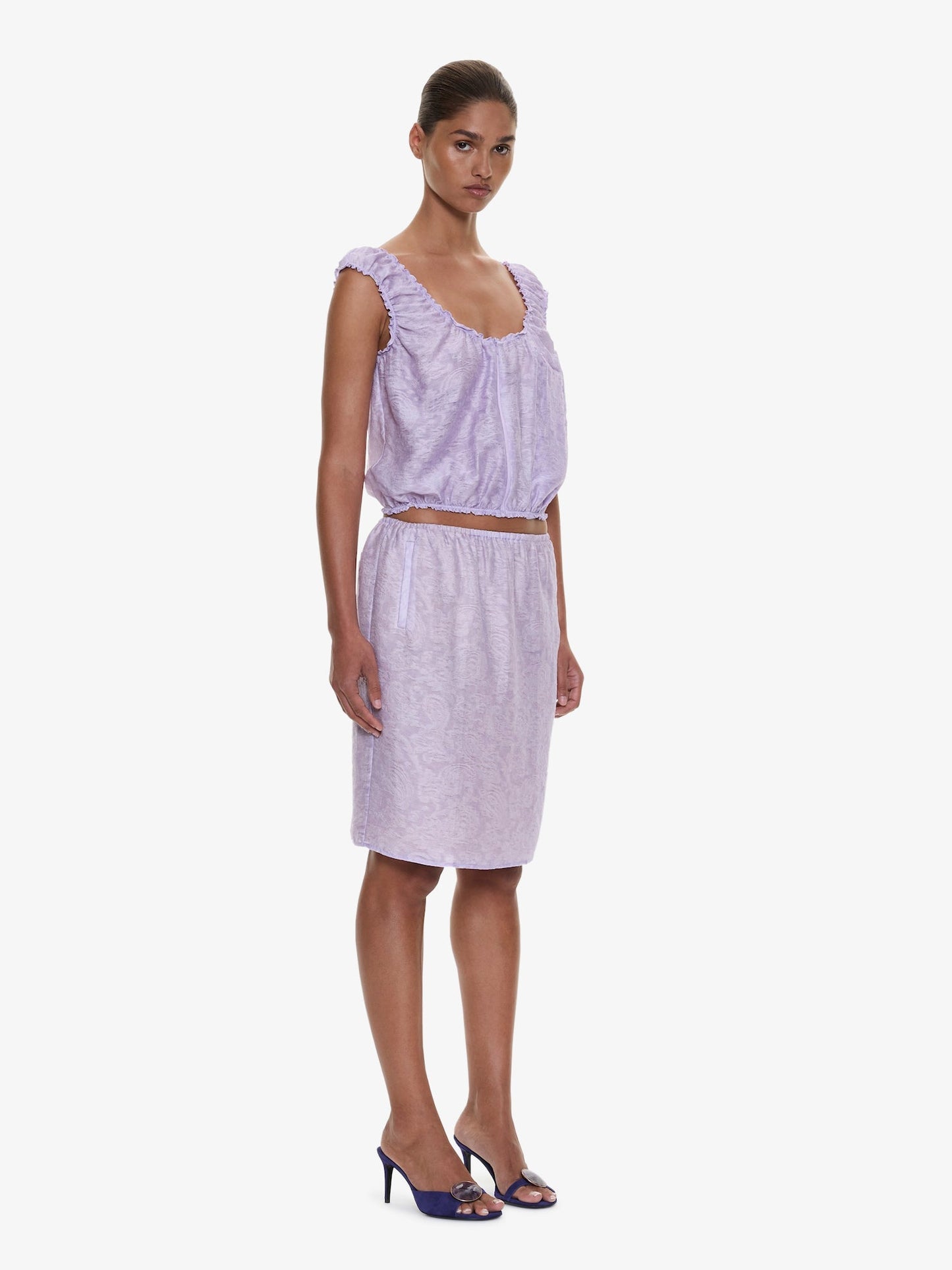 CHRISTOPHER ESBER Light Leak Jacquard Zip Up Top (Lilac)