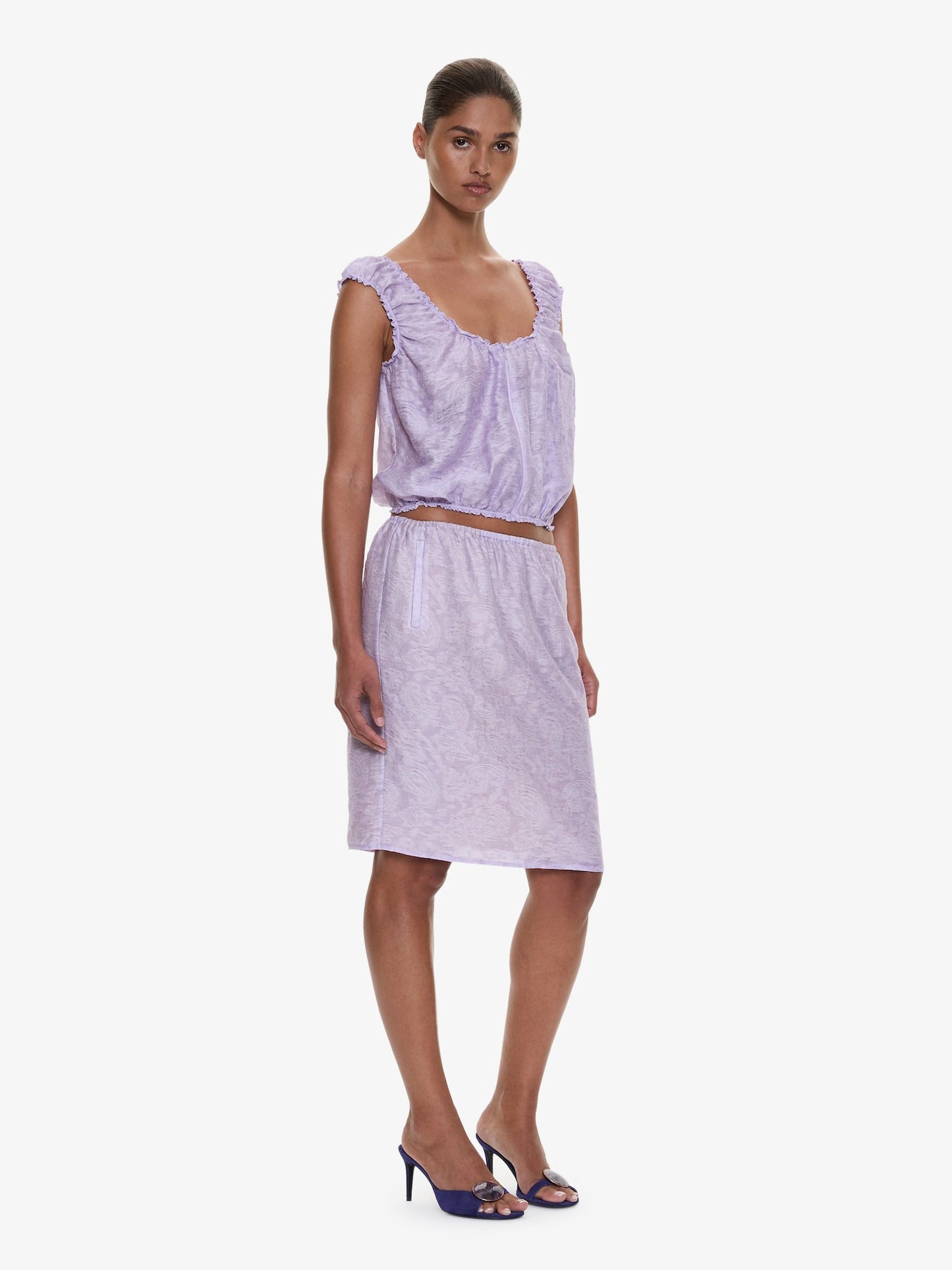 CHRISTOPHER ESBER Light Leak Jacquard Zip Up Top (Lilac)