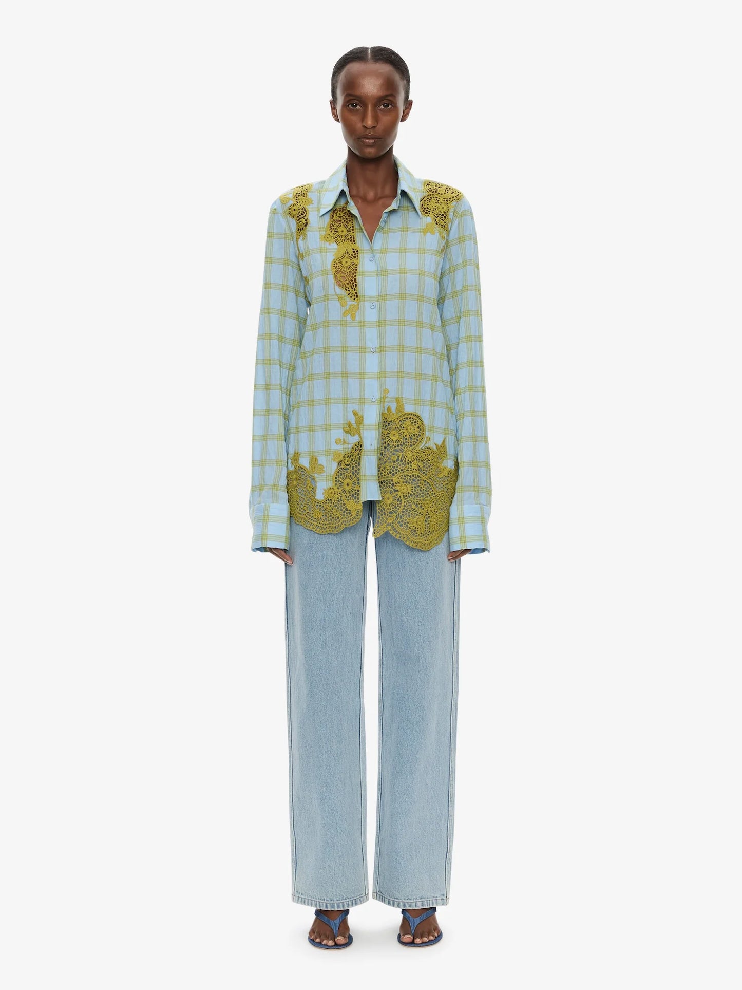 CHRISTOPHER ESBER Maya Embroidered Handkerchief Shirt (Check)