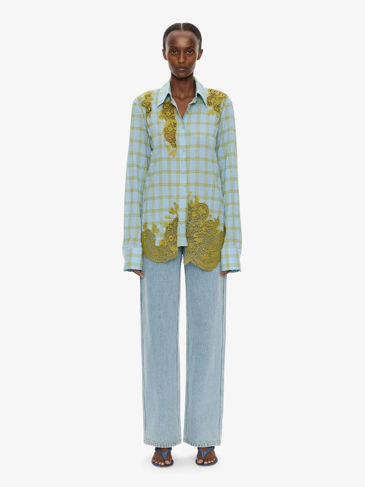 CHRISTOPHER ESBER Maya Embroidered Handkerchief Shirt (Check)