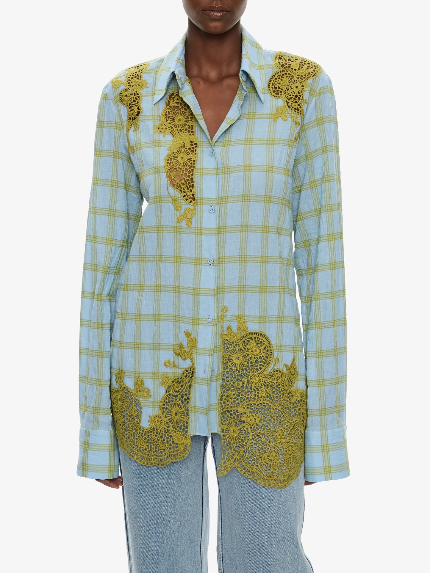 CHRISTOPHER ESBER Maya Embroidered Handkerchief Shirt (Check)