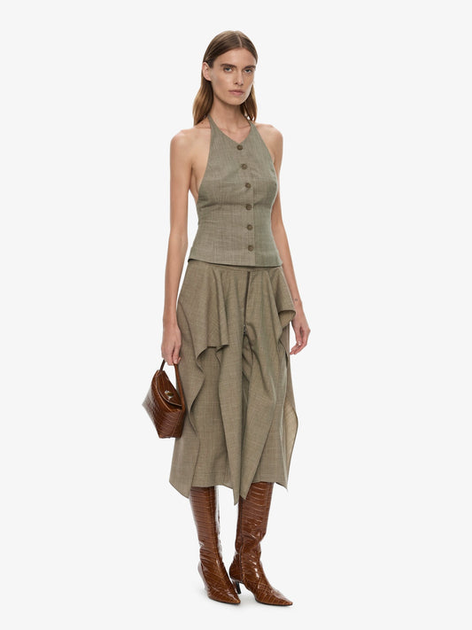 CHRISTOPHER ESBER Tropical Wool Split Trouser Skirt (Marle)