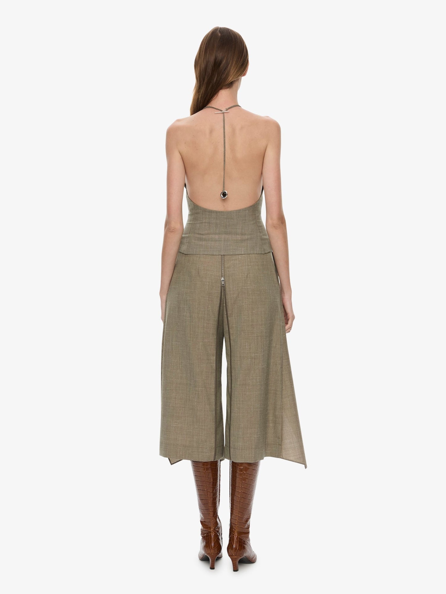 CHRISTOPHER ESBER Tropical Wool Split Trouser Skirt (Marle)
