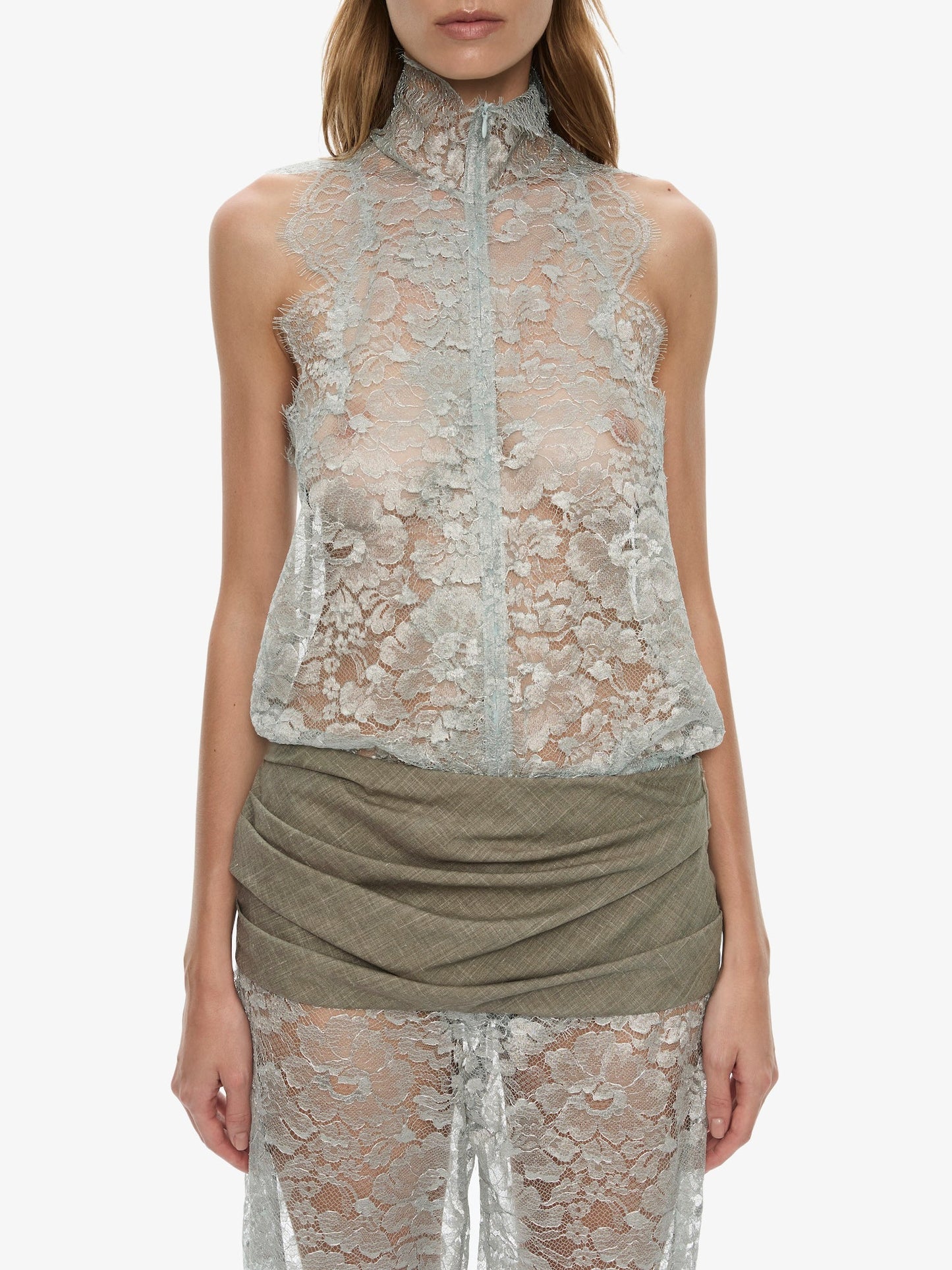 CHRISTOPHER ESBER Moonlit Patina Lace Cummerbund Shorts (Mist)