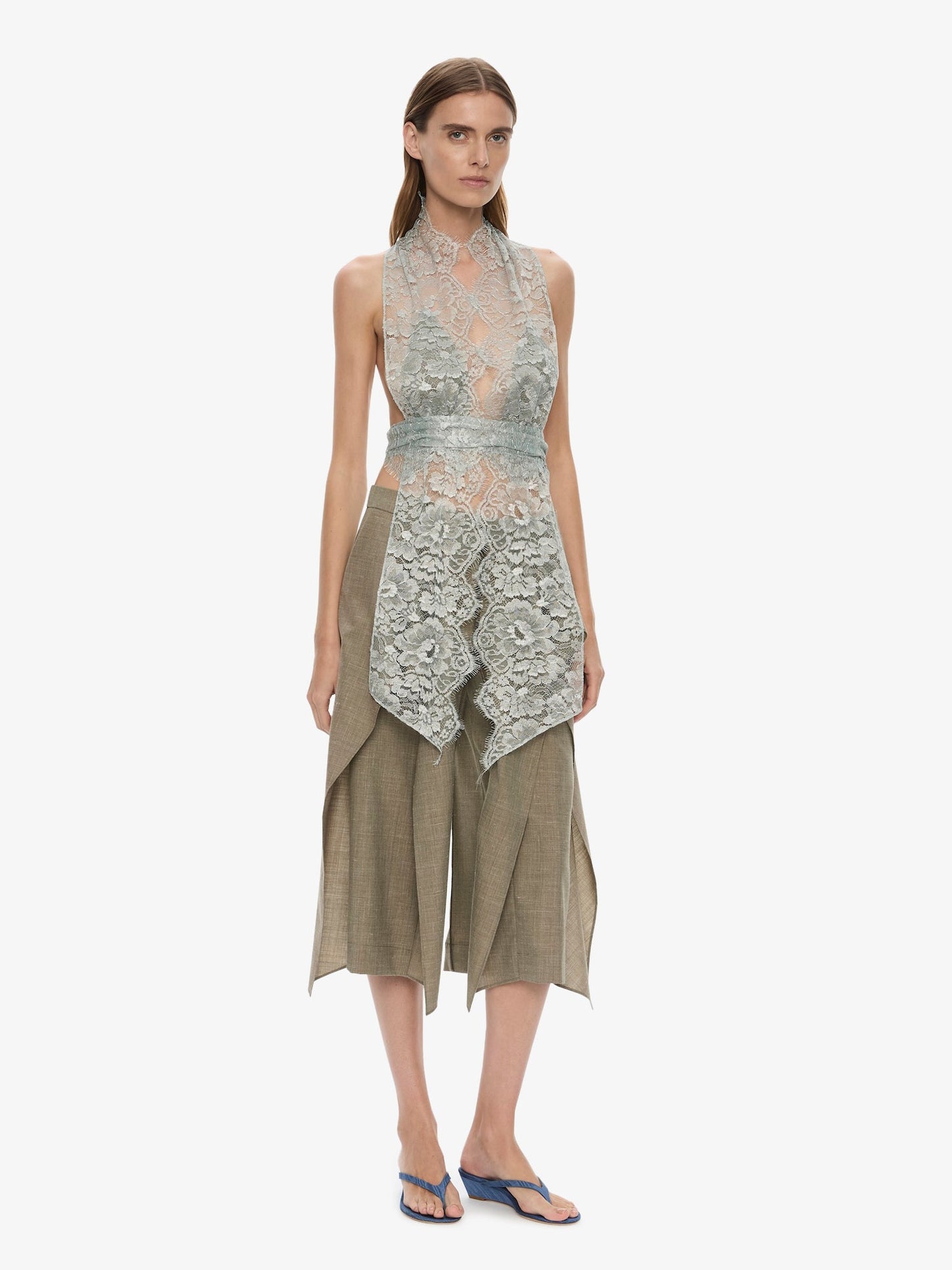 CHRISTOPHER ESBER Moonlit Patina Lace Scarf Top (Mist)