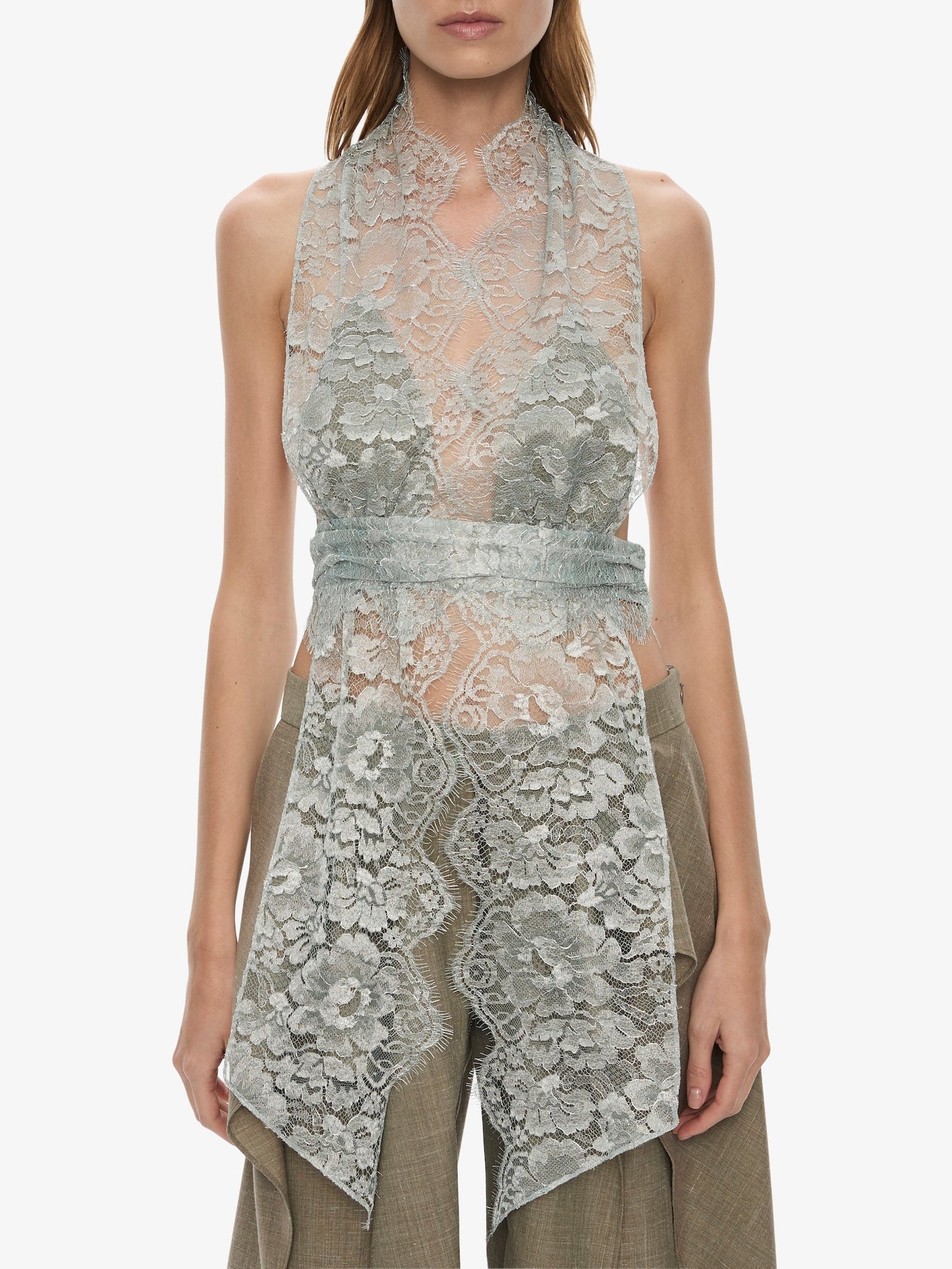 CHRISTOPHER ESBER Moonlit Patina Lace Scarf Top (Mist)