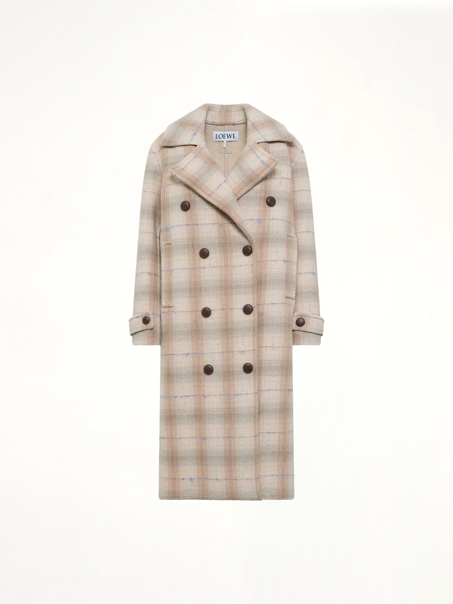LOEWE Wool Check Coat (Beige)