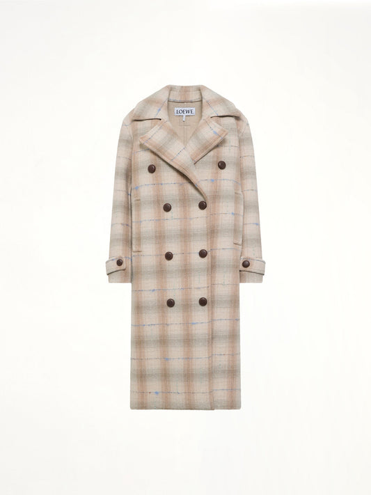 LOEWE Wool Check Coat (Beige)