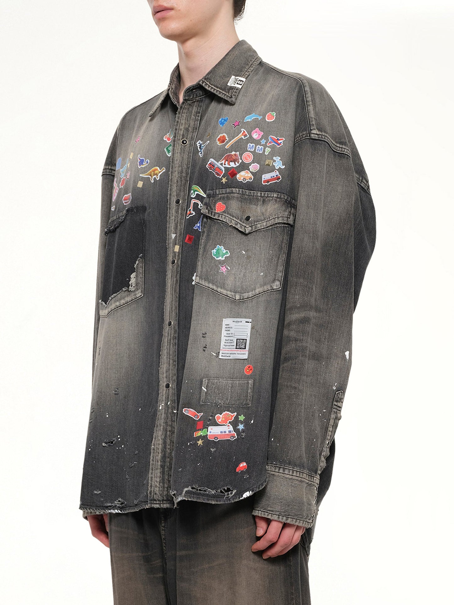 MAISON MIHARA YASUHIRO Denim Shirts W Sticker (Black)
