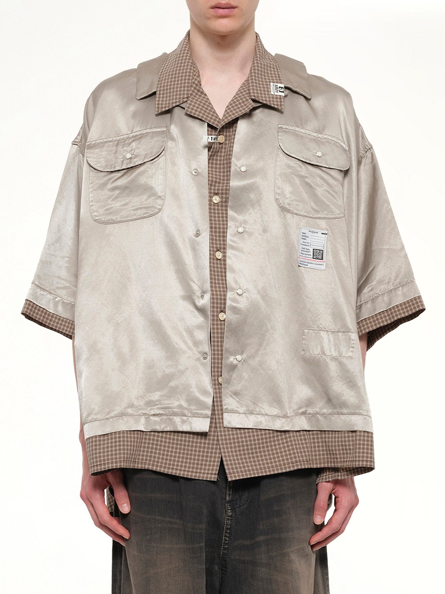 Image of Shirts. Product name - W-Layered H/S Shirts in Beige colour by brand - MAISON MIHARA YASUHIRO