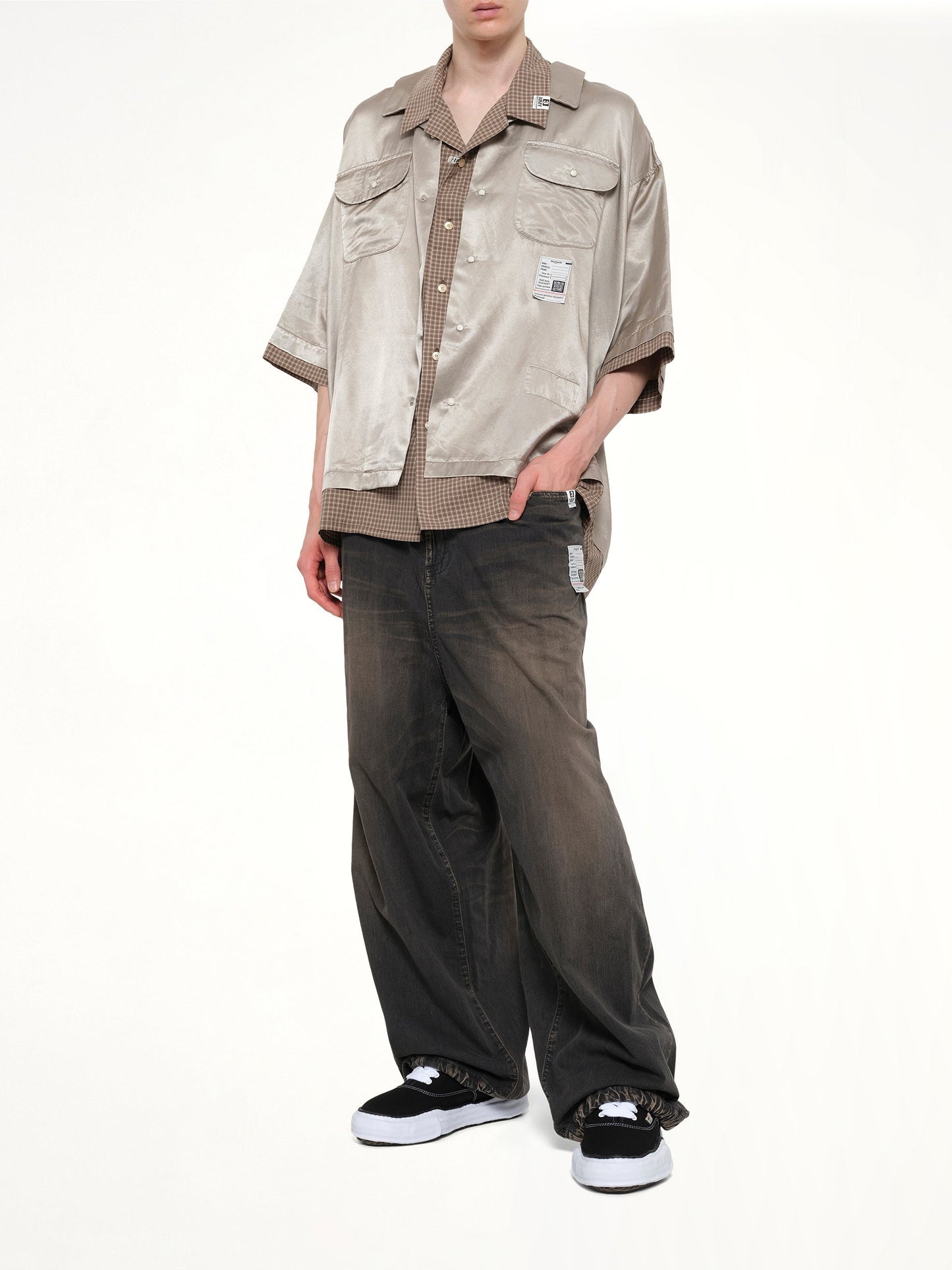 MAISON MIHARA YASUHIRO W-Layered H/S Shirts (Beige)