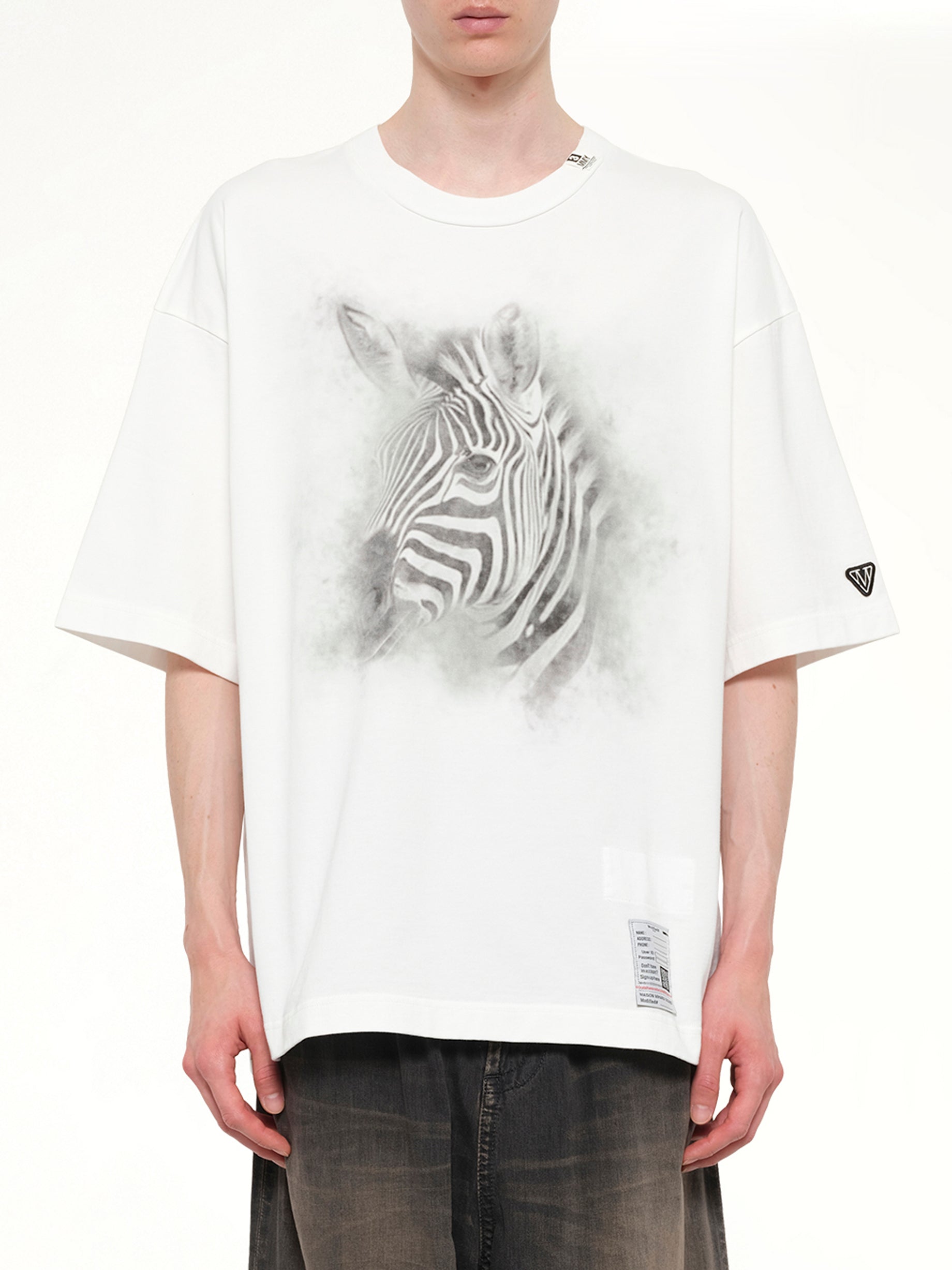Image of T-Shirts. Product name - Zebra Printed T-Shirt in White colour by brand - MAISON MIHARA YASUHIRO