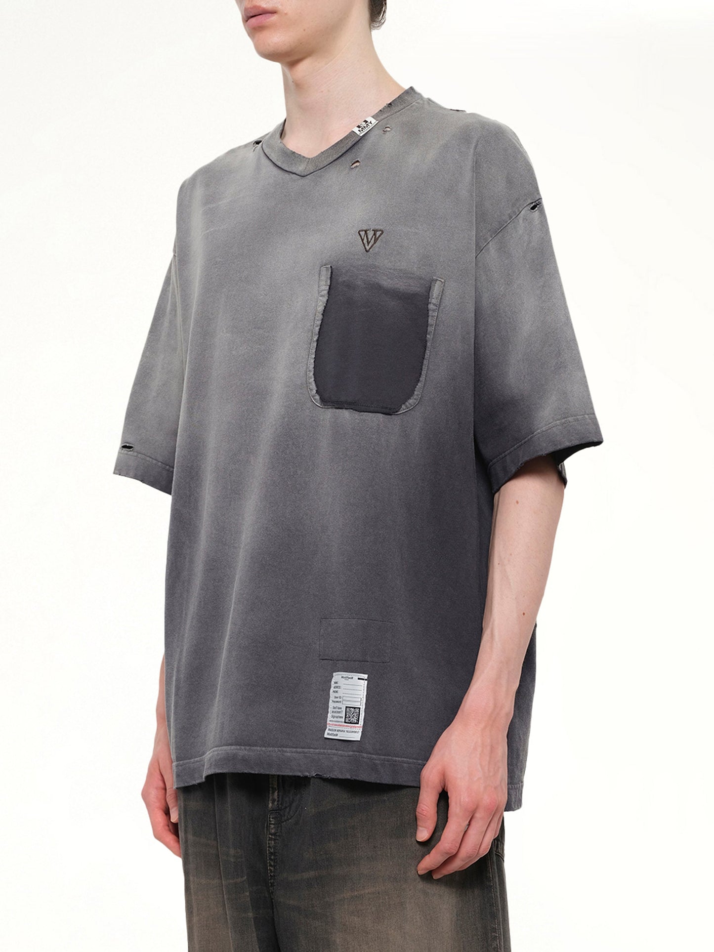 MAISON MIHARA YASUHIRO Sun Faded V Neck T-Shirt (Black)