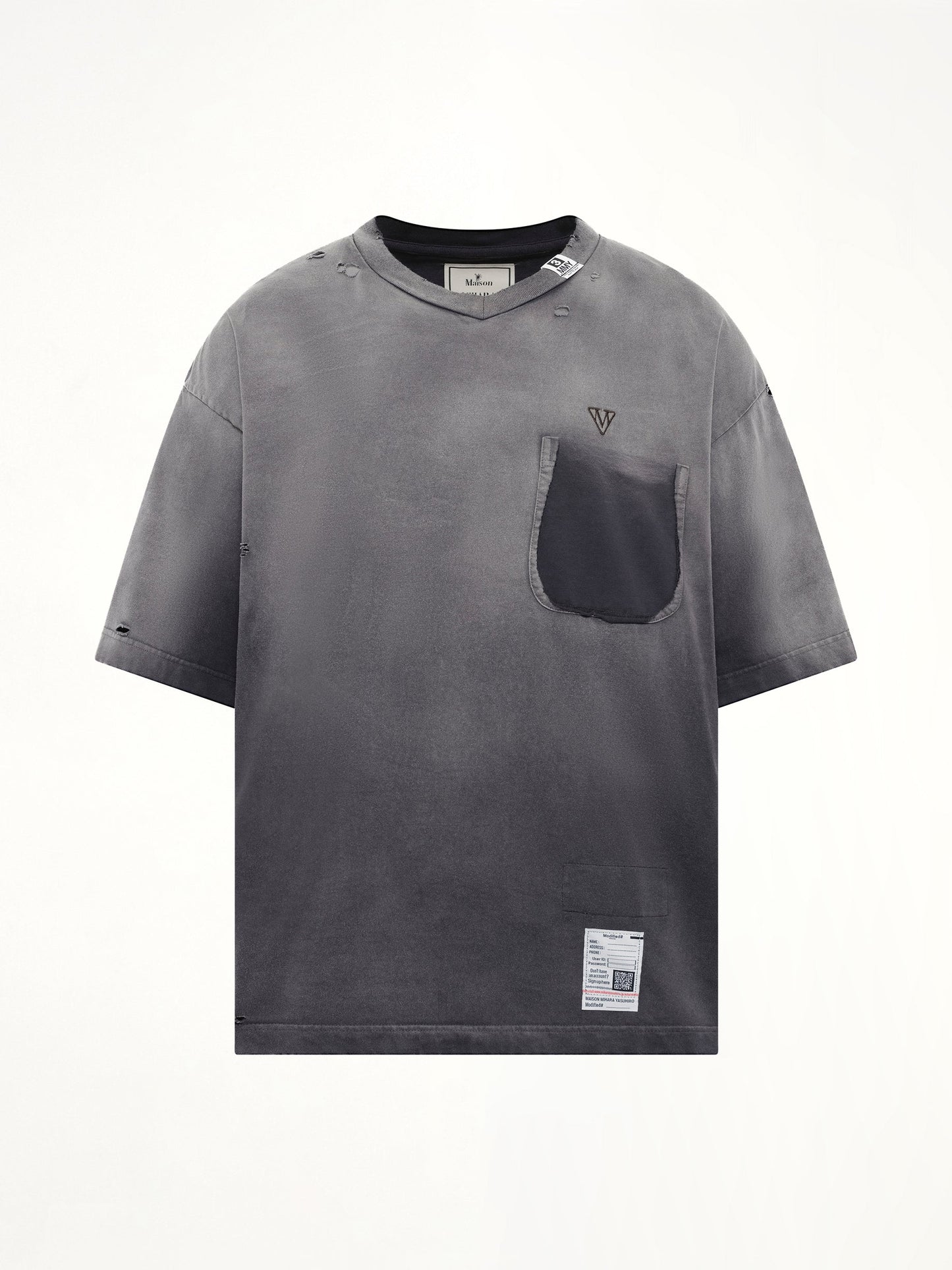 MAISON MIHARA YASUHIRO Sun Faded V Neck T-Shirt (Black)