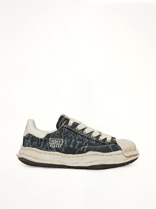Image of Sneakers. Product name - Blakey OG Graffiti Printed Sneaker in Black colour by brand - MAISON MIHARA YASUHIRO