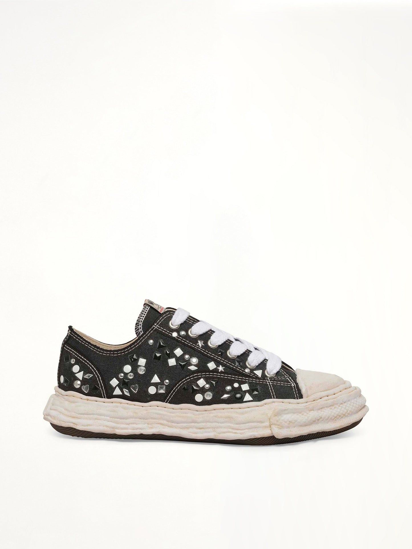 Image of Sneakers. Product name - Peterson 23 OG Embelished Sneaker in Black colour by brand - MAISON MIHARA YASUHIRO