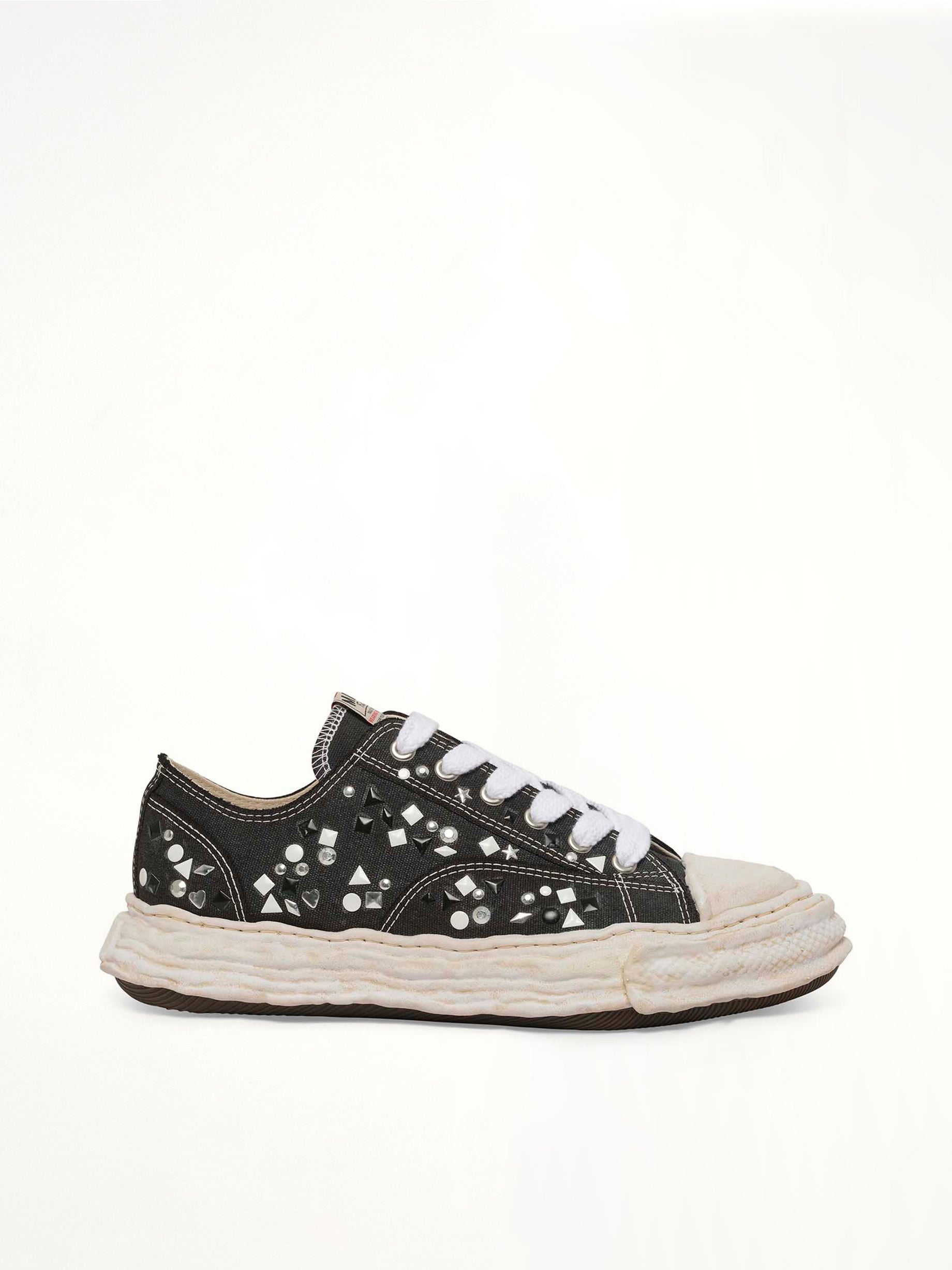 Image of Sneakers. Product name - Peterson 23 OG Embelished Sneaker in Black colour by brand - MAISON MIHARA YASUHIRO