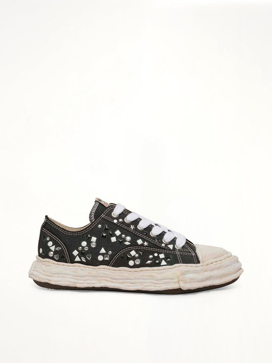 Image of Sneakers. Product name - Peterson 23 OG Embelished Sneaker in Black colour by brand - MAISON MIHARA YASUHIRO
