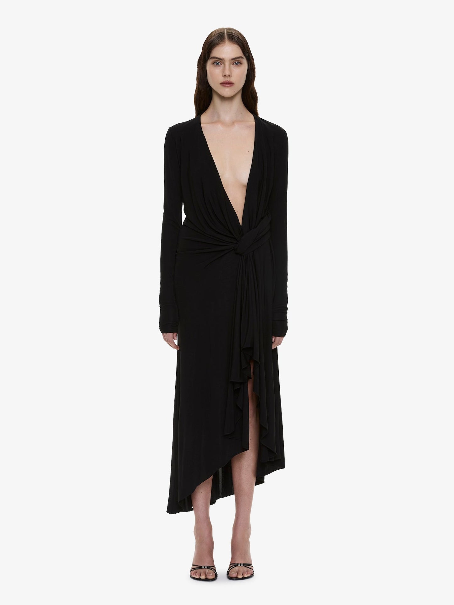 Image of Dresses. Product name - Spire Cascade Long Sleeve Dress in Black colour by brand - CHRISTOPHER ESBER