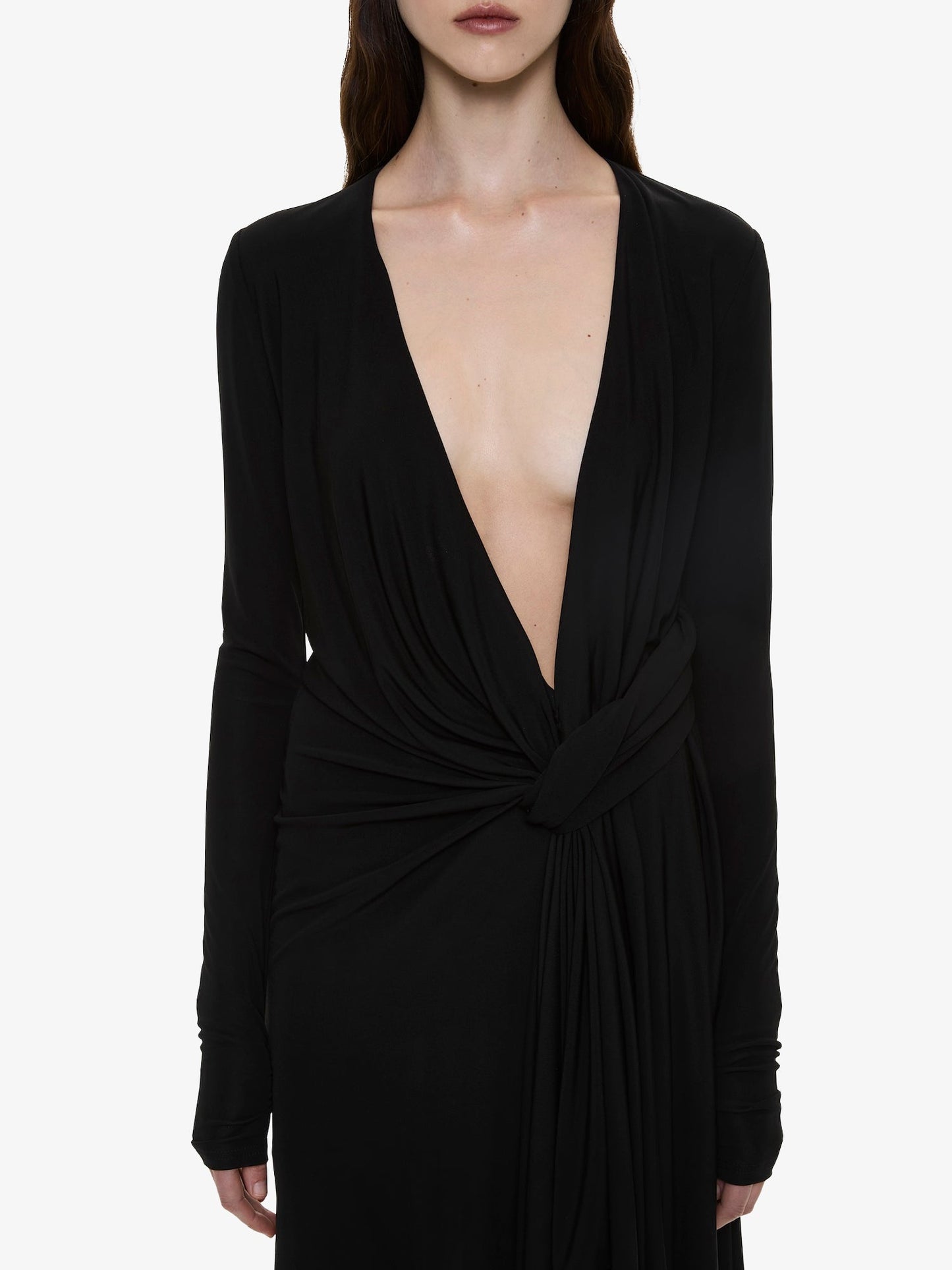 CHRISTOPHER ESBER Spire Cascade Long Sleeve Dress (Black)