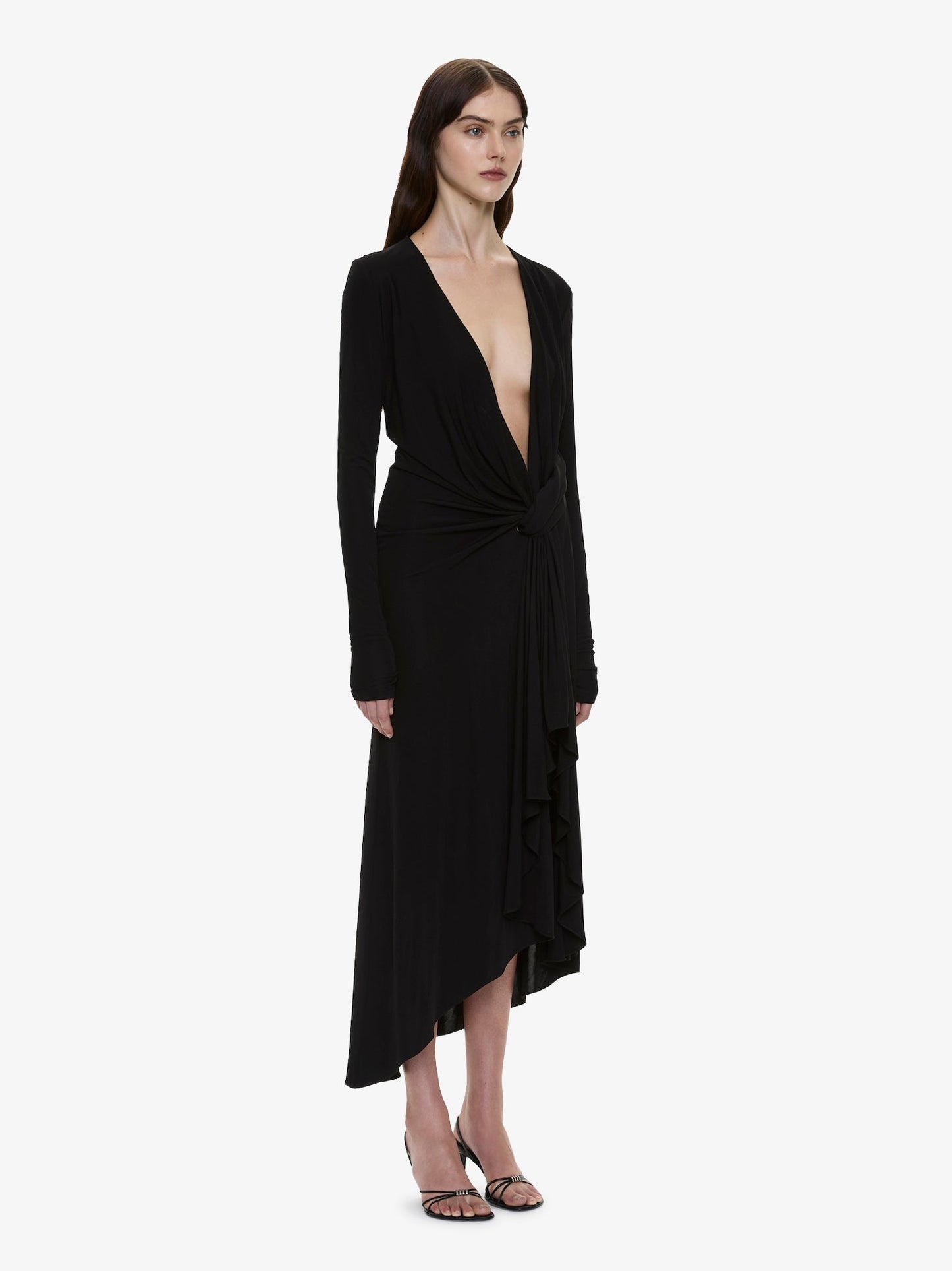 CHRISTOPHER ESBER Spire Cascade Long Sleeve Dress (Black)