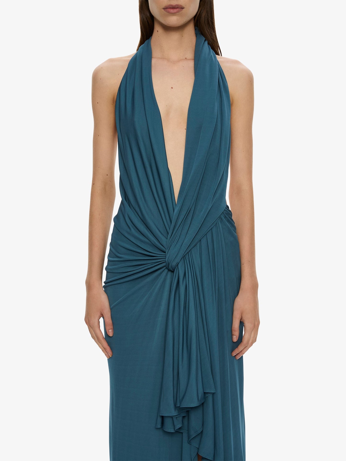 CHRISTOPHER ESBER Spire Cascade Gown (Petrol)