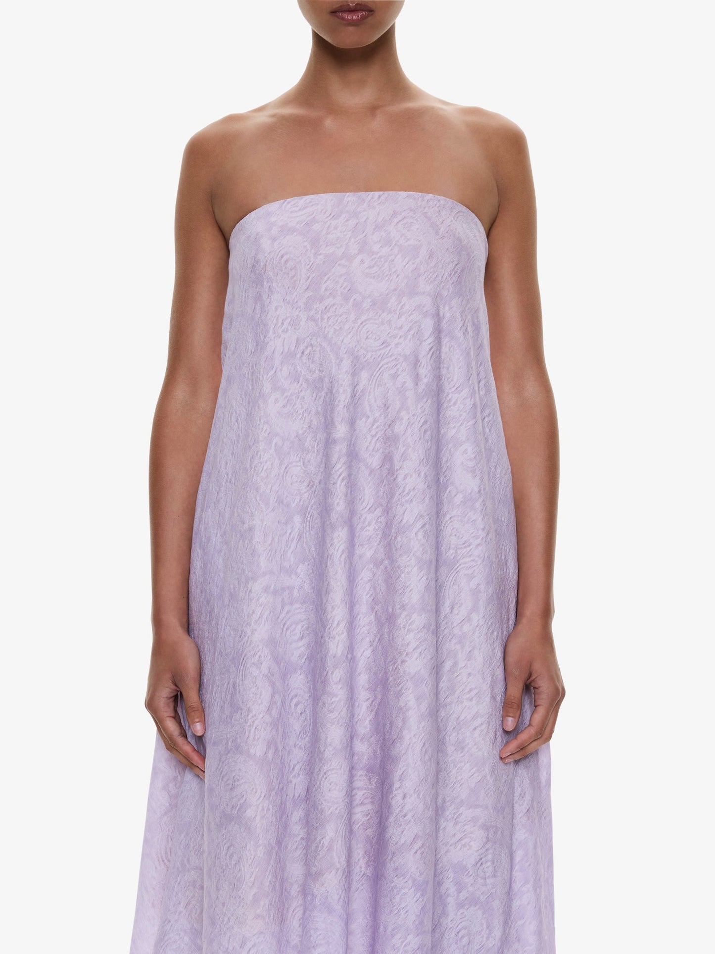 CHRISTOPHER ESBER Light Leak Jacquard Cascade Strapless Dress (Lilac)