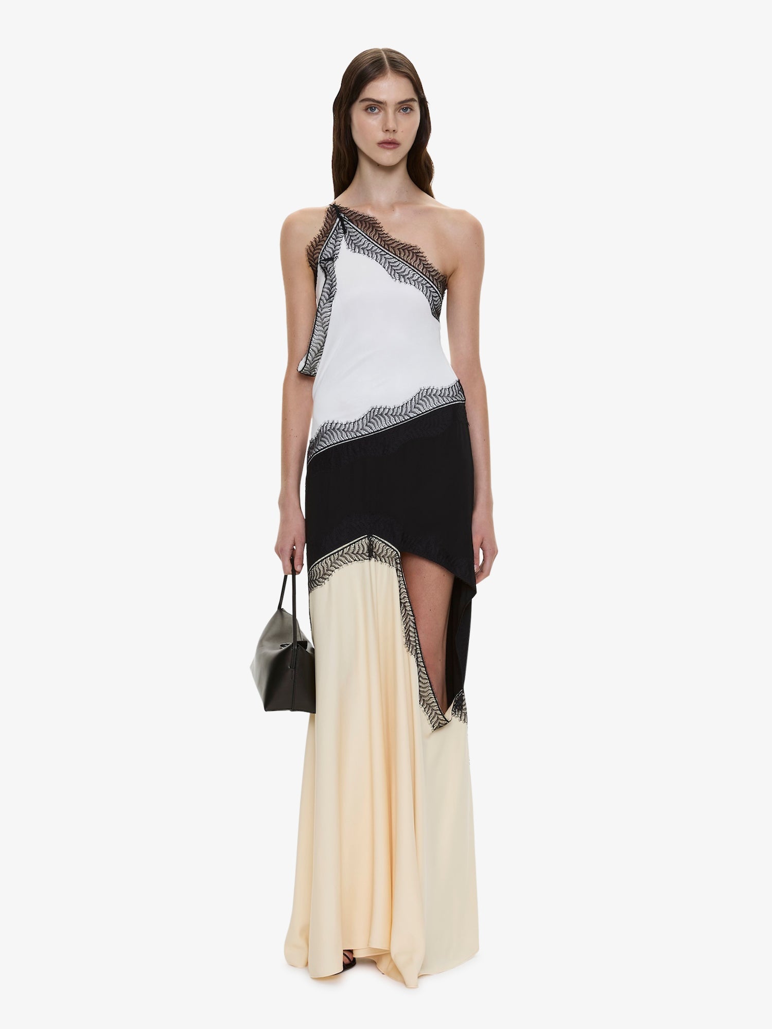 Image of Dresses. Product name - Keira Split Lace One Shoulder Cutaway Dress in Multi colour by brand - CHRISTOPHER ESBER