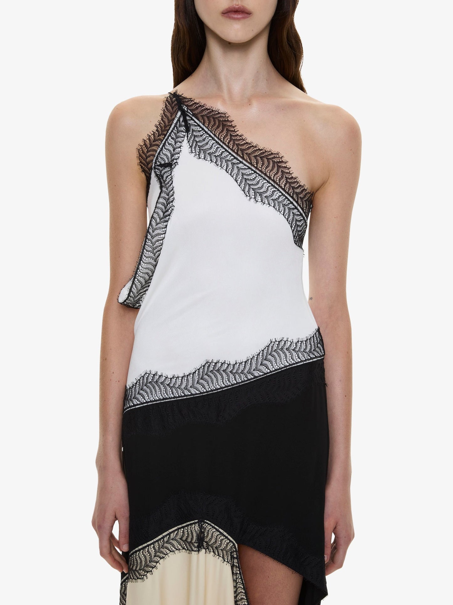 CHRISTOPHER ESBER Keira Split Lace One Shoulder Cutaway Dress (Multi)