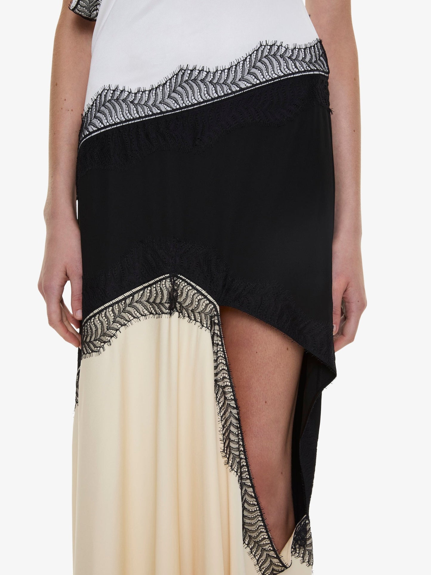 CHRISTOPHER ESBER Keira Split Lace One Shoulder Cutaway Dress (Multi)