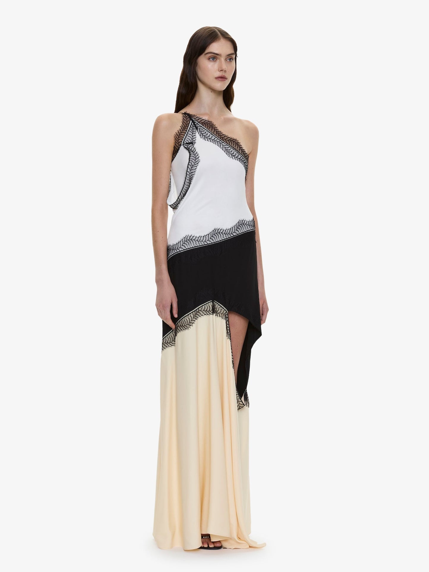 CHRISTOPHER ESBER Keira Split Lace One Shoulder Cutaway Dress (Multi)