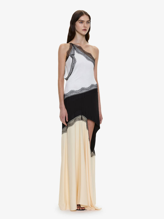 CHRISTOPHER ESBER Keira Split Lace One Shoulder Cutaway Dress (Multi)