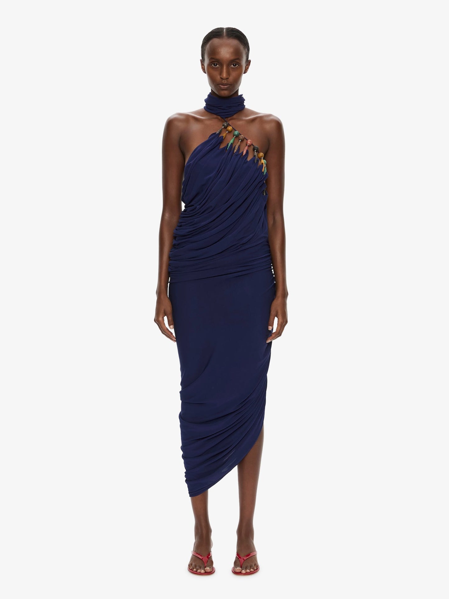 Image of Dresses. Product name - Tropique Droplet Halter Dress in Ink colour by brand - CHRISTOPHER ESBER