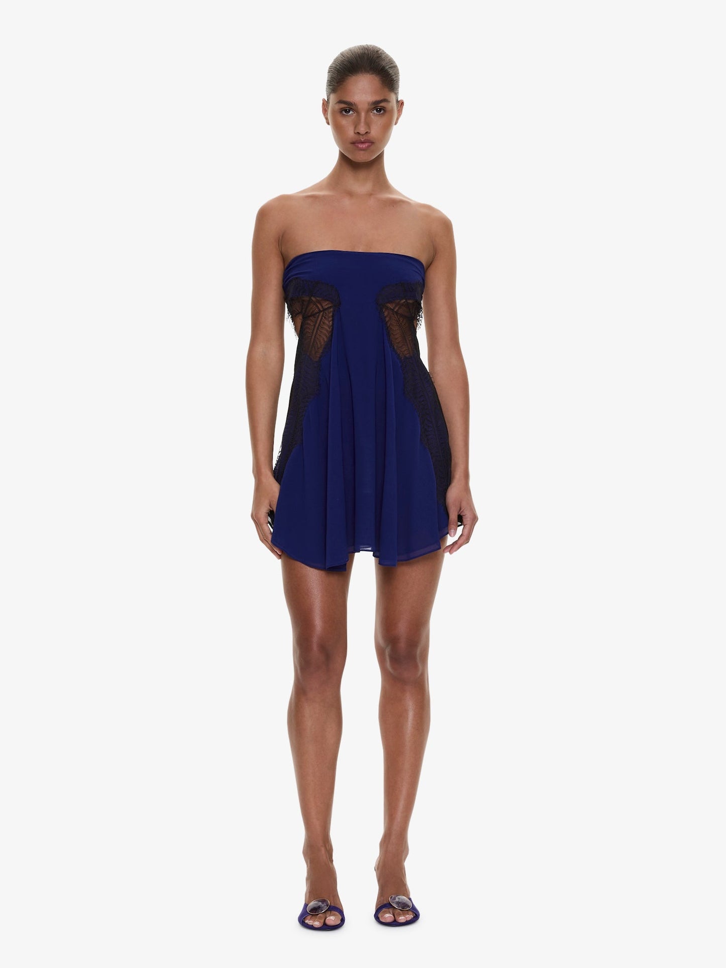 Image of Dresses. Product name - Aira Strapless Lace Mini Dress in Black colour by brand - CHRISTOPHER ESBER
