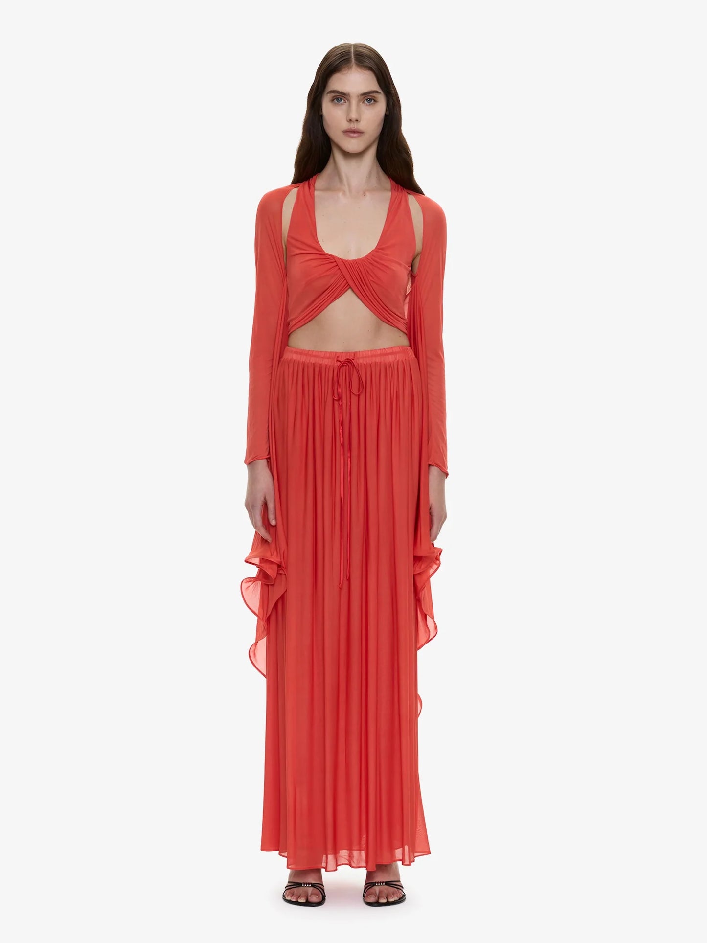 Image of Dresses. Product name - Daya Cutaway Drawstring Dress in Paprika colour by brand - CHRISTOPHER ESBER