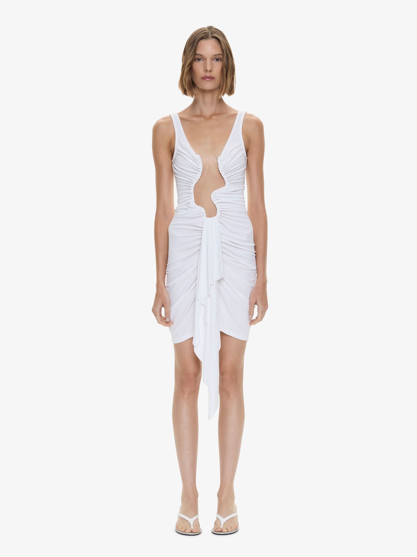 Image of Dresses. Product name - Salacia Jersey Drape Mini Dress in Dress colour by brand - Christopher Esber