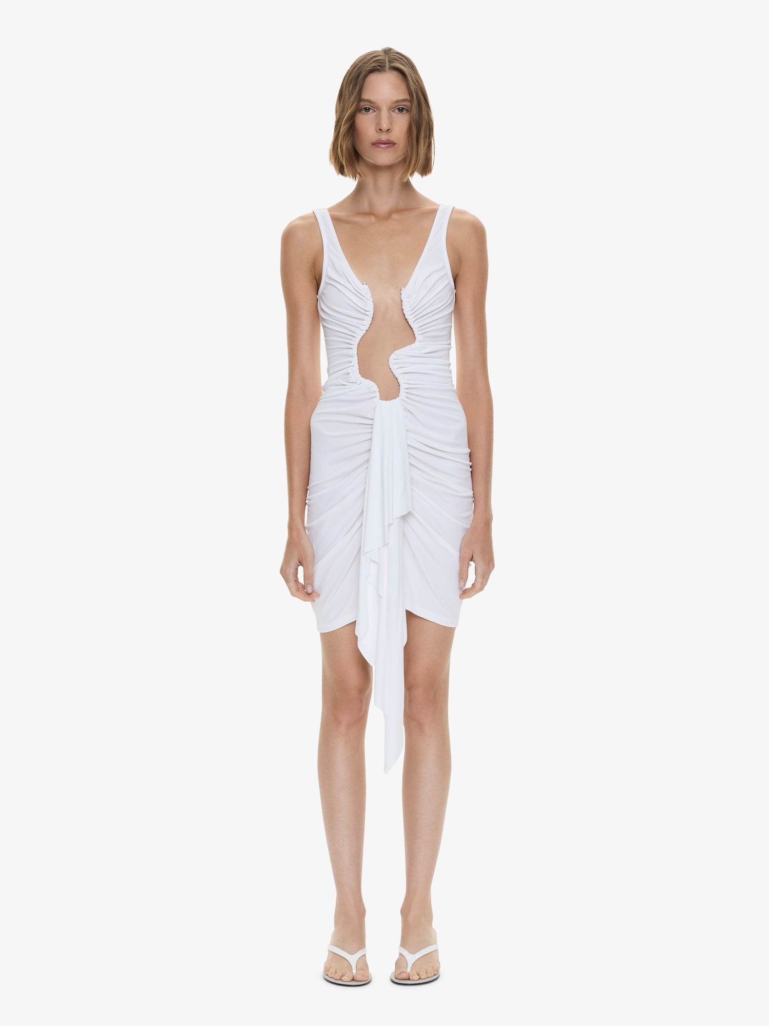Image of Dresses. Product name - Salacia Jersey Drape Mini Dress in Dress colour by brand - Christopher Esber