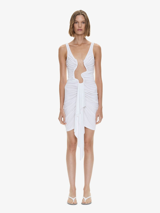 Image of Dresses. Product name - Salacia Jersey Drape Mini Dress in Dress colour by brand - Christopher Esber