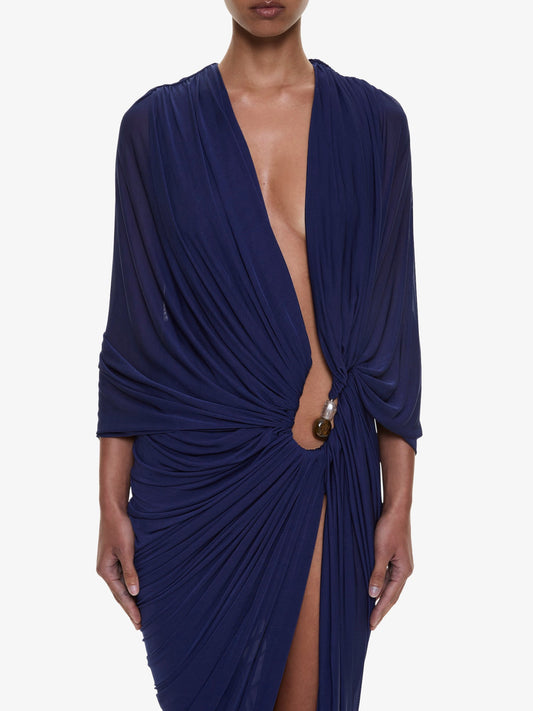 Christopher Esber Helix Crystal Draped Dress (Ink)