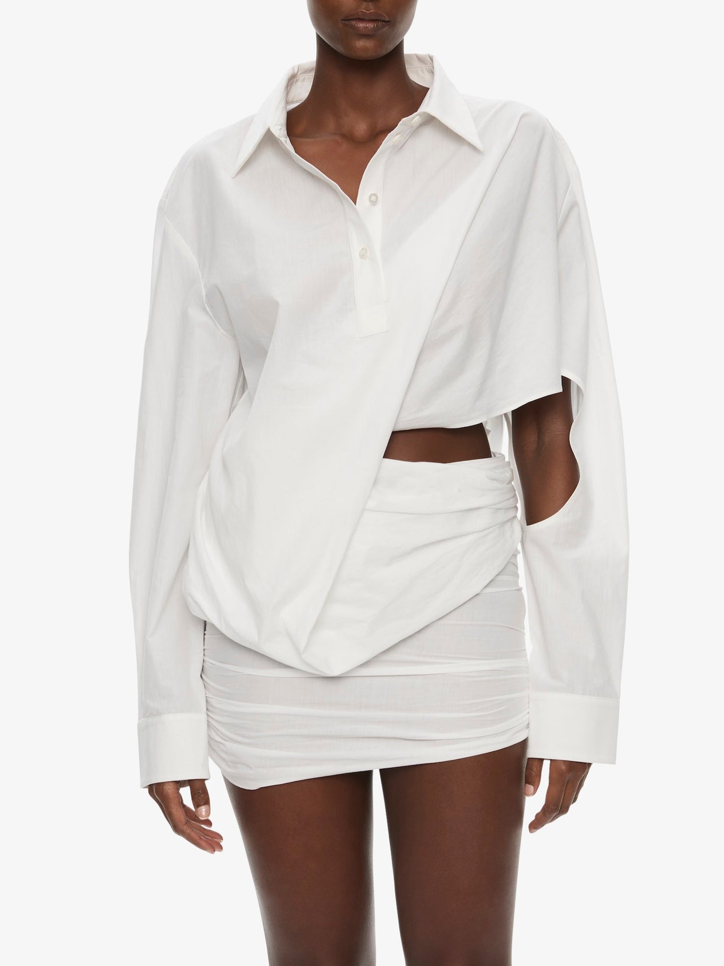 CHRISTOPHER ESBER Aiba Draped Shirt Dress (White)