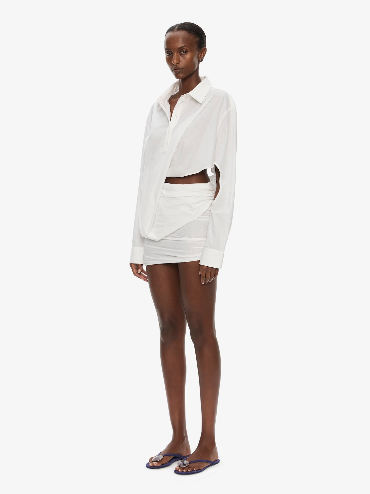 CHRISTOPHER ESBER Aiba Draped Shirt Dress (White)