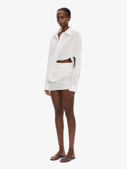 CHRISTOPHER ESBER Aiba Draped Shirt Dress (White)
