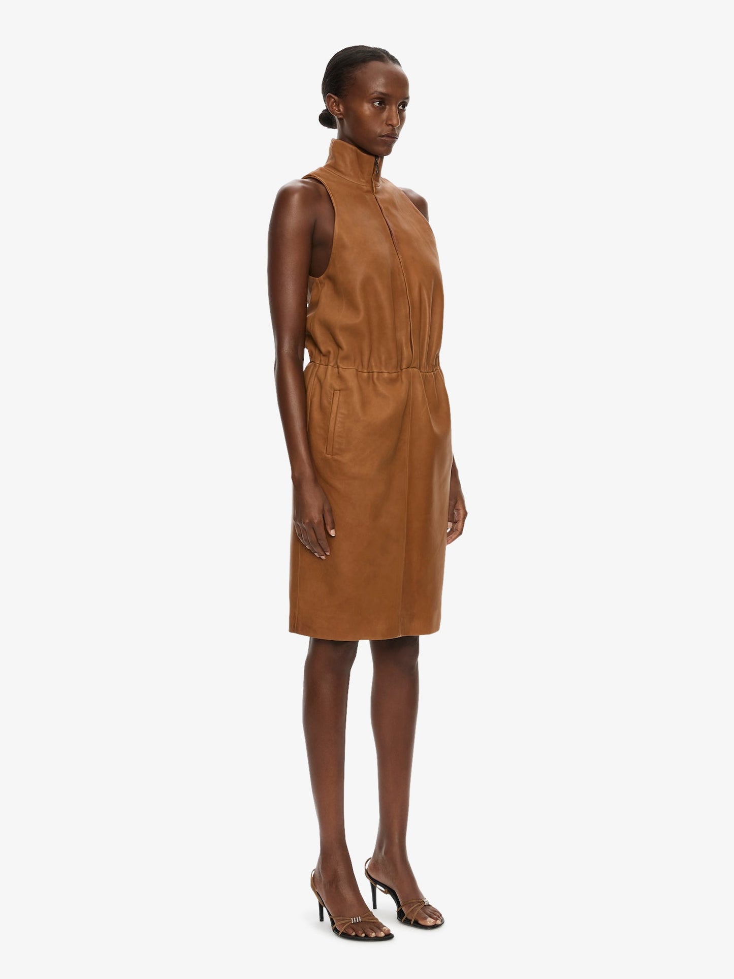 CHRISTOPHER ESBER Dannie Leather Zipped Dress (Cognac)
